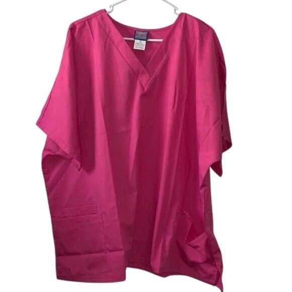 Cherokee Workwear V-Neck Pink Scrub Top 3XL Cotton Blend - Picture 4 of 10